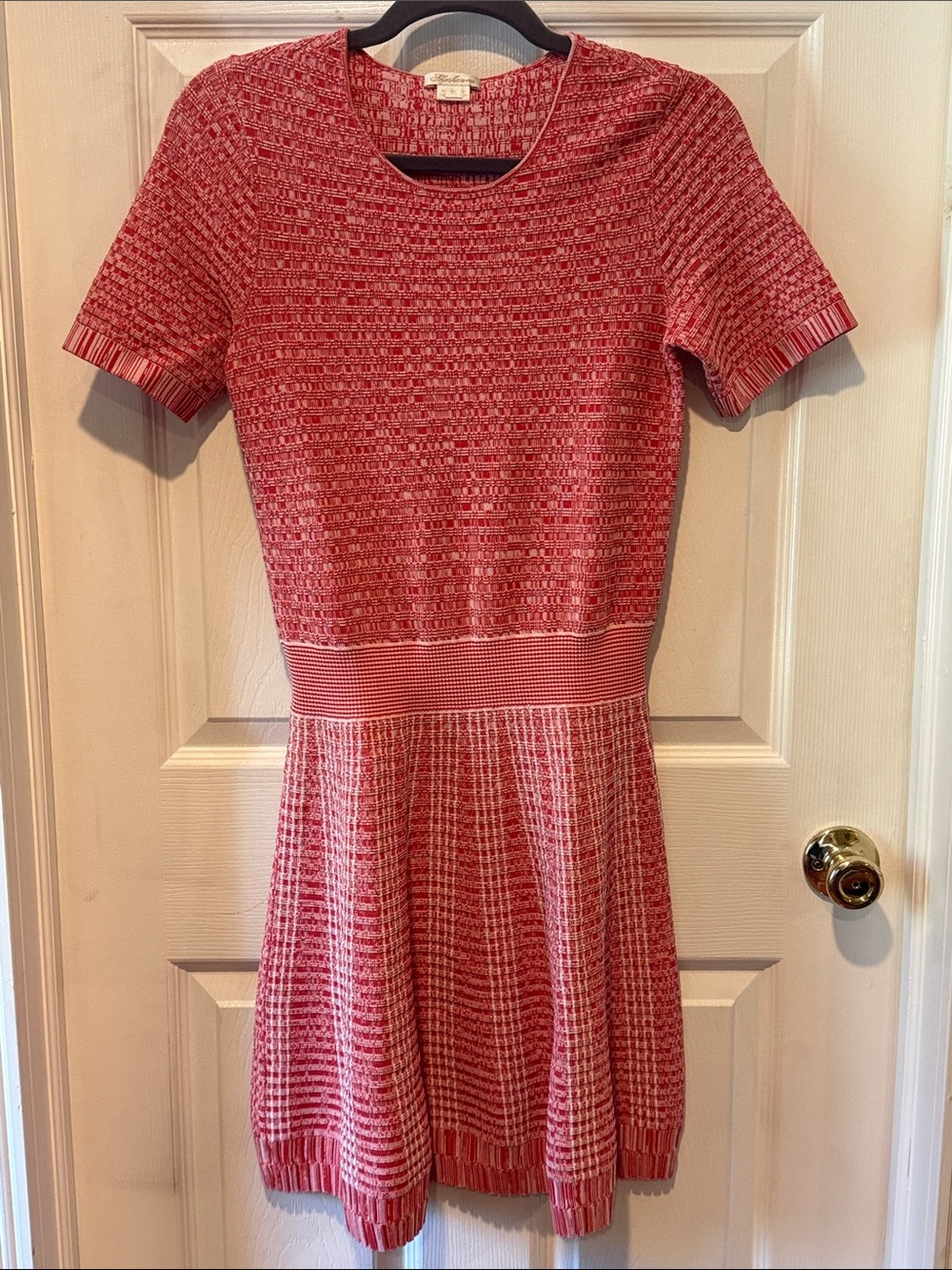 Shoshanna Coral Pink/Red Knit Midi Dress